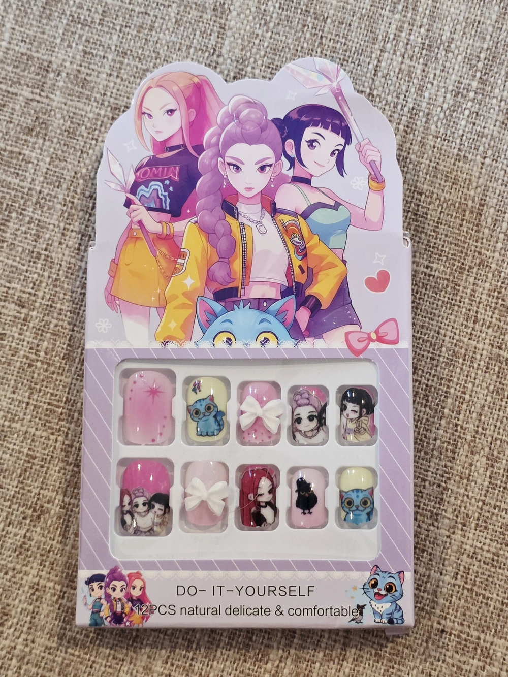 Kids KPop Demon Hunters Huntrix Girls Press-On Nail Set